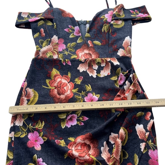 TRAC Women’s Size Medium Pink Orange Gray Floral Bodycon Form Fitting Mini Dress - Picture 6 of 11